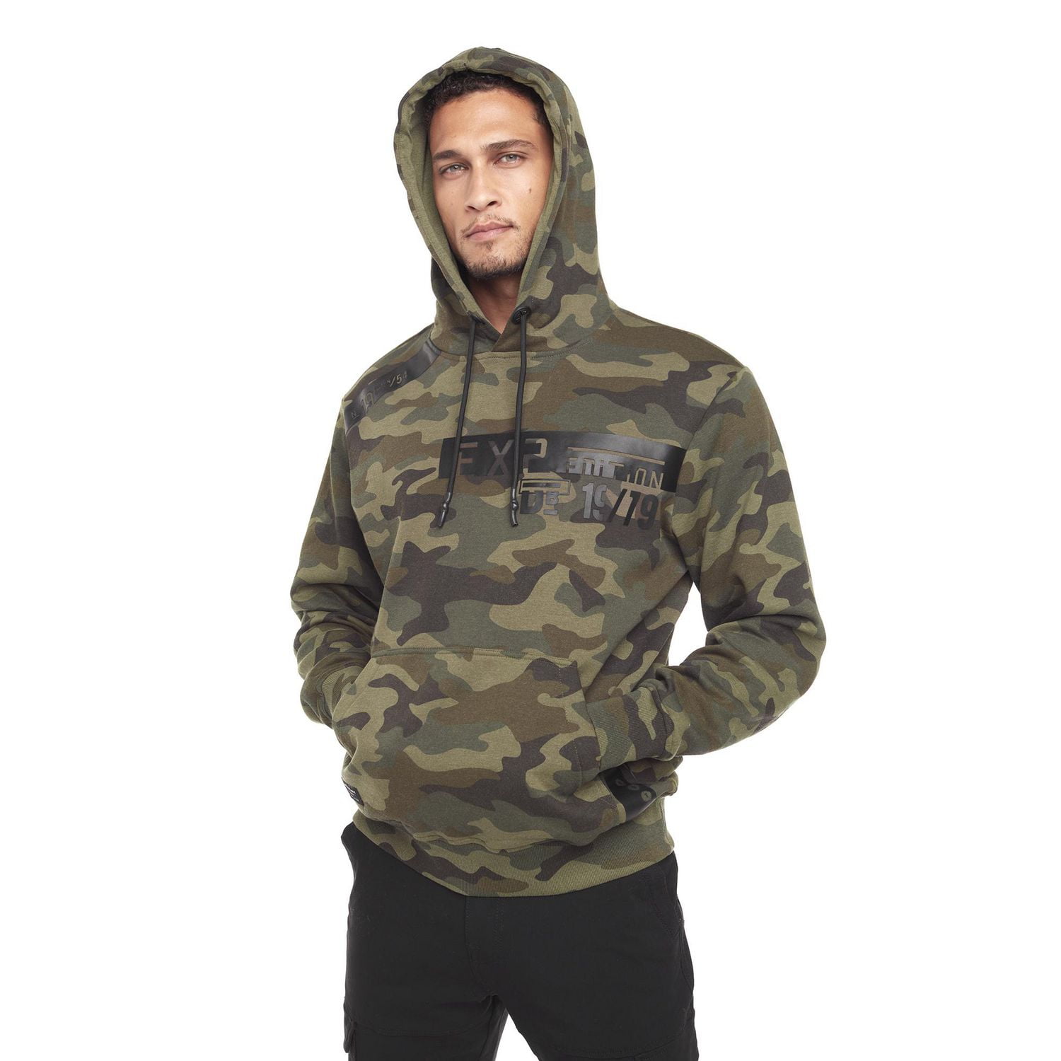 Chandail manches longues à capuchon Dark Black pour hommes