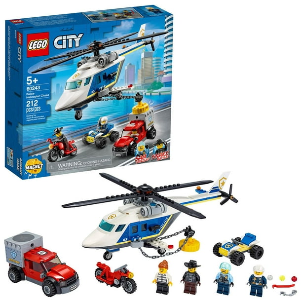 LEGO City La poursuite en hélicoptère de la police 60243, Ensemble de construction (212 pièces)