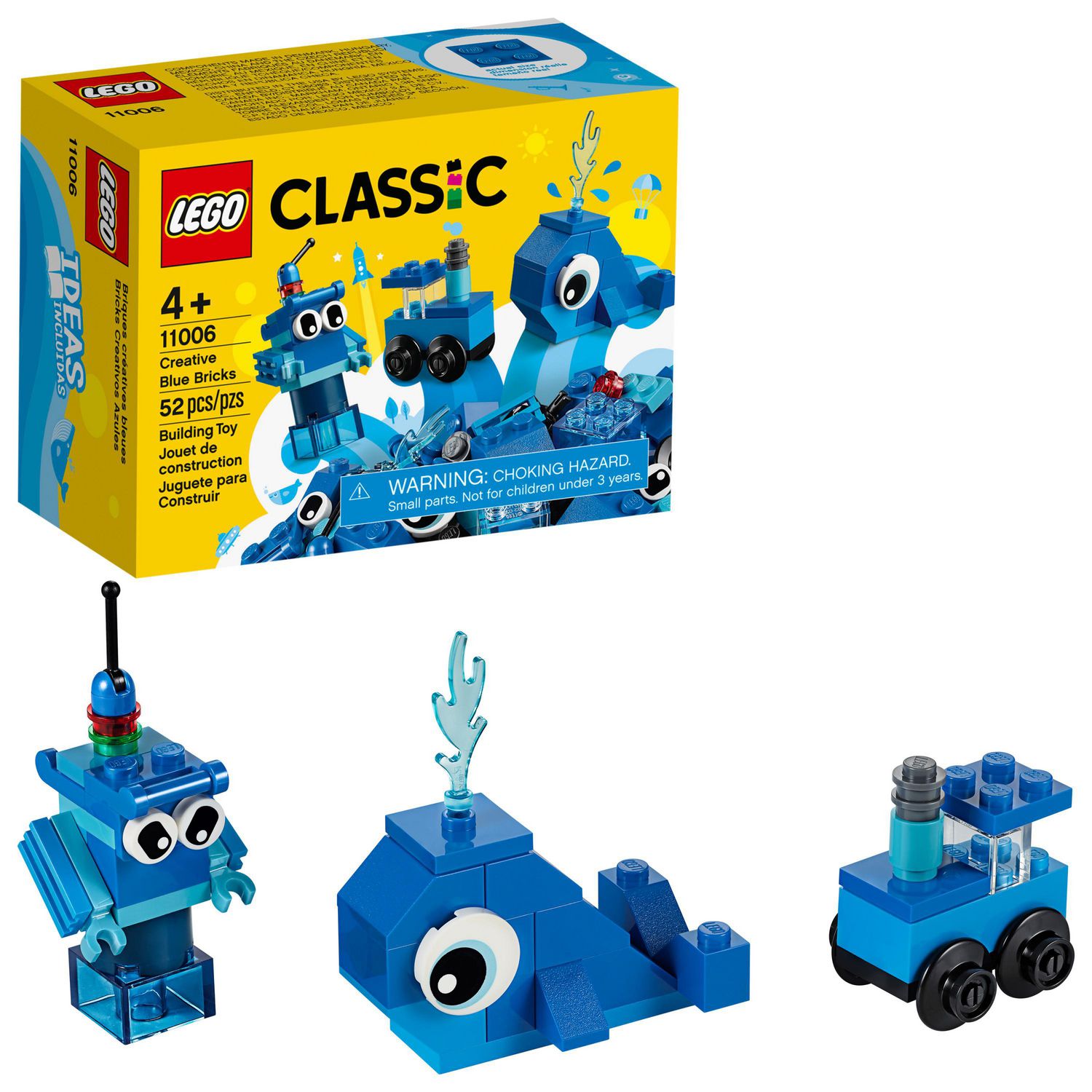 LEGO Classic Briques créatives bleues 11006 Ensemble de construction de  départ pour enfants (52 pièces) 