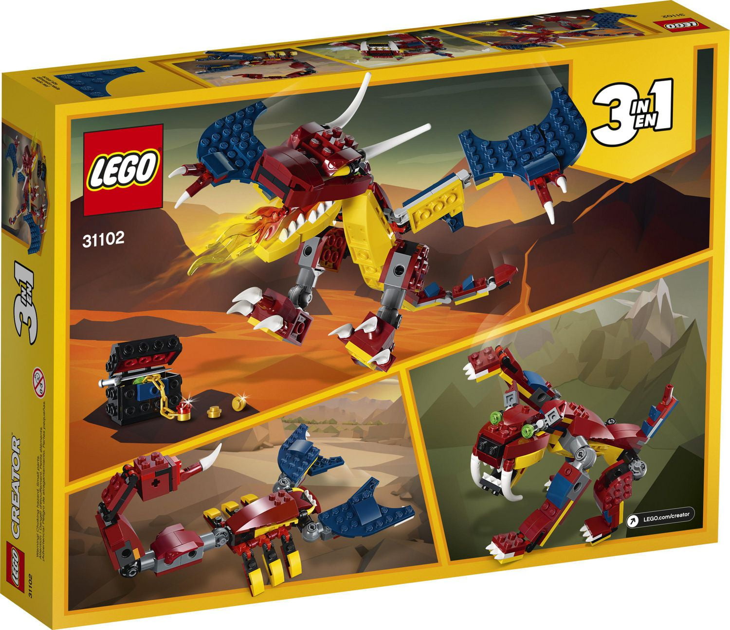 Lego Creator 3in1 Fire Dragon 31102 Toy Building Kit 234 Pieces Walmart Canada