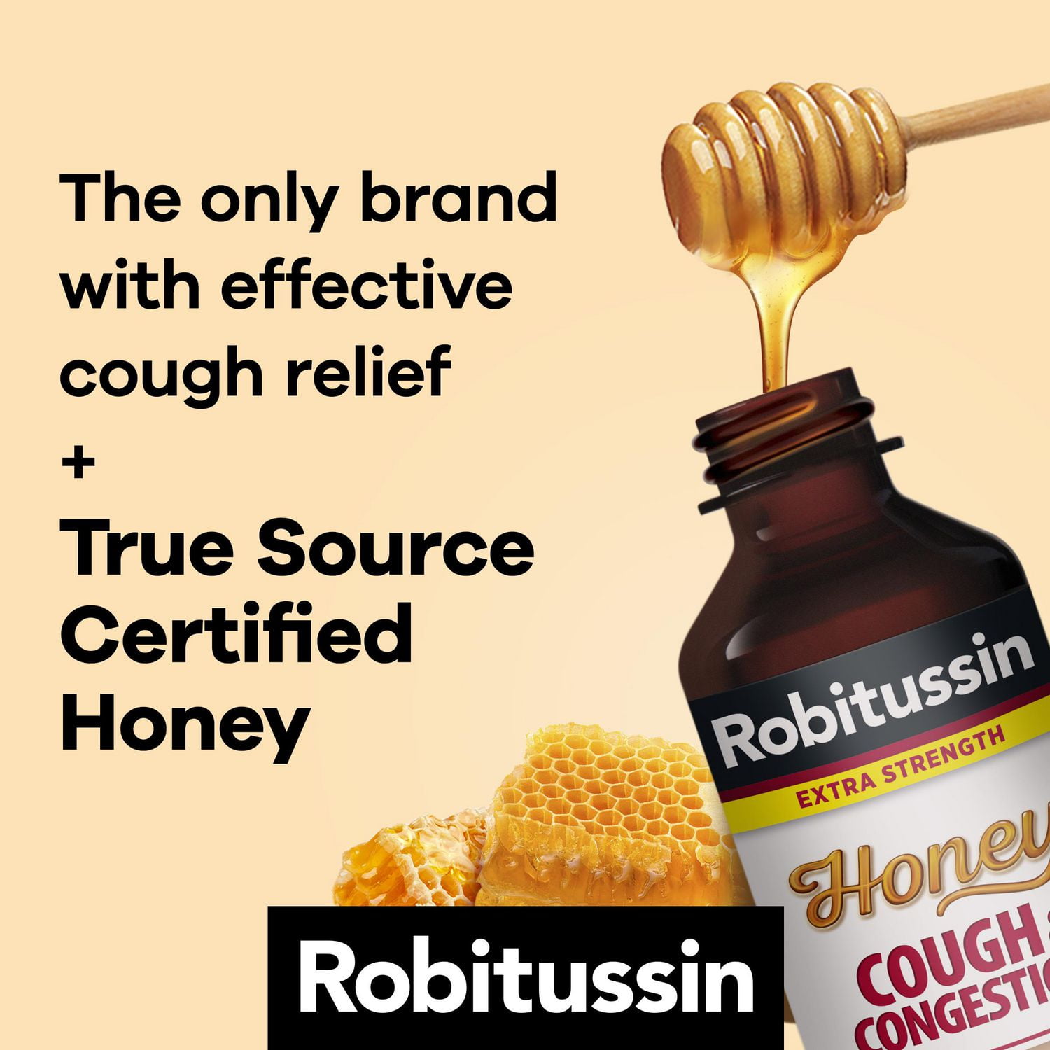 Robitussin Honey Extra Strength Cough & Congestion Syrup, 230 mL, Honey, 230mL
