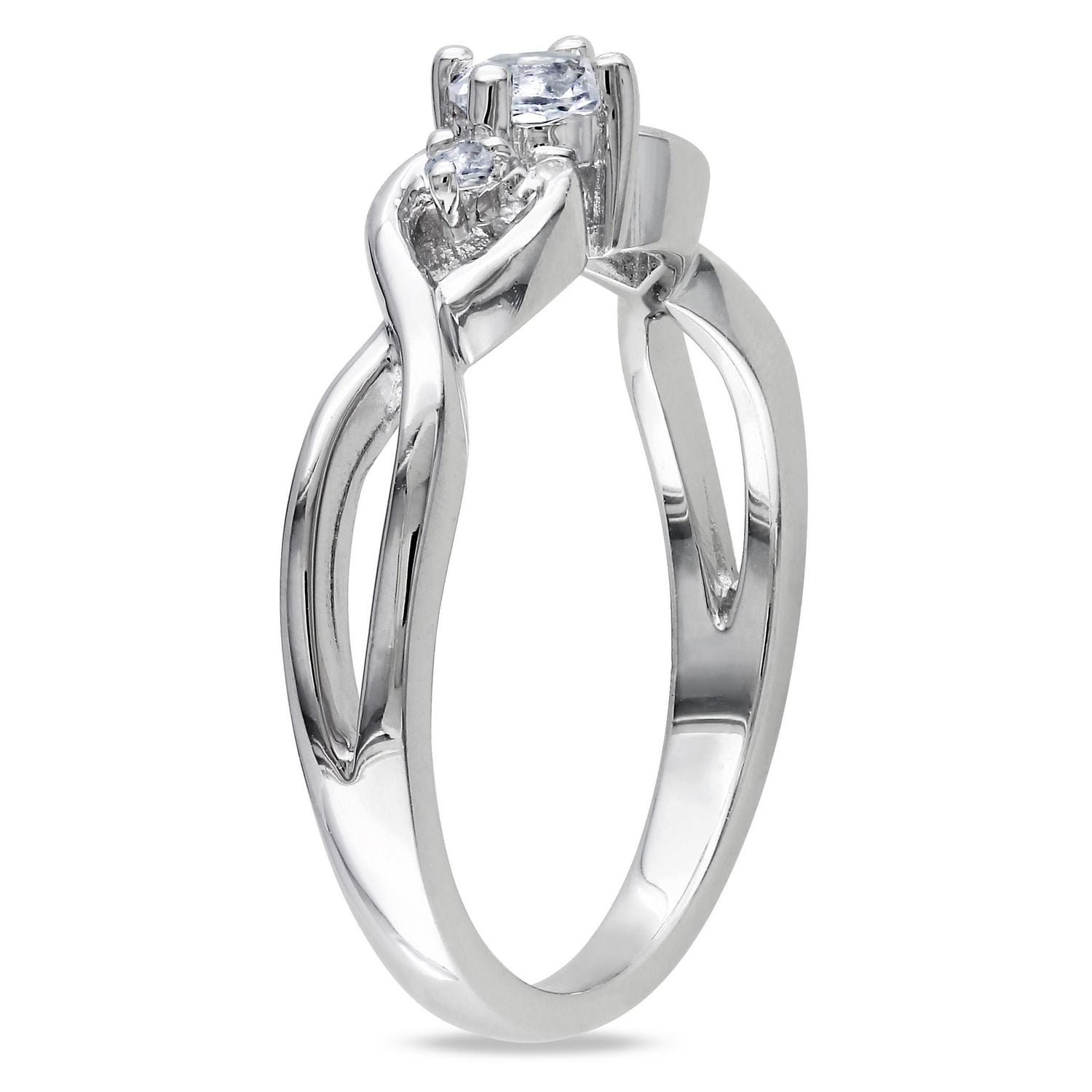 Miabella 0.33 Carat T.G.W. Created White Sapphire and Diamond Accent Sterling Silver Infinity Engagement Ring