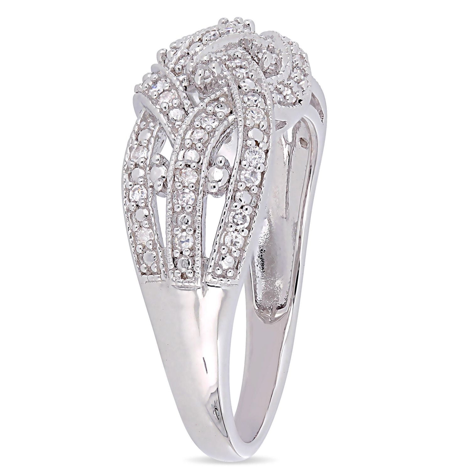 Miabella 1/4 Carat T.W. Diamond Sterling Silver Weaving Filigree Ring