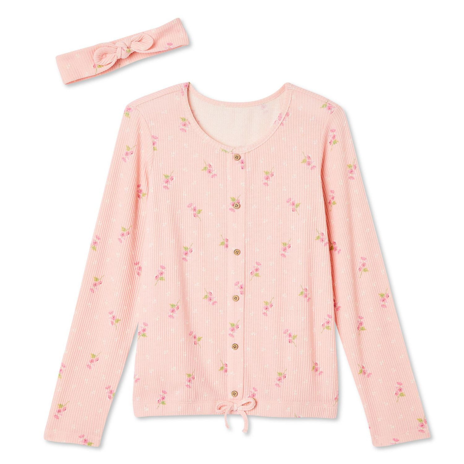 Ensemble 2 pièces avec haut en hacci côtelé avec faux cordon de serrage Btween pour filles