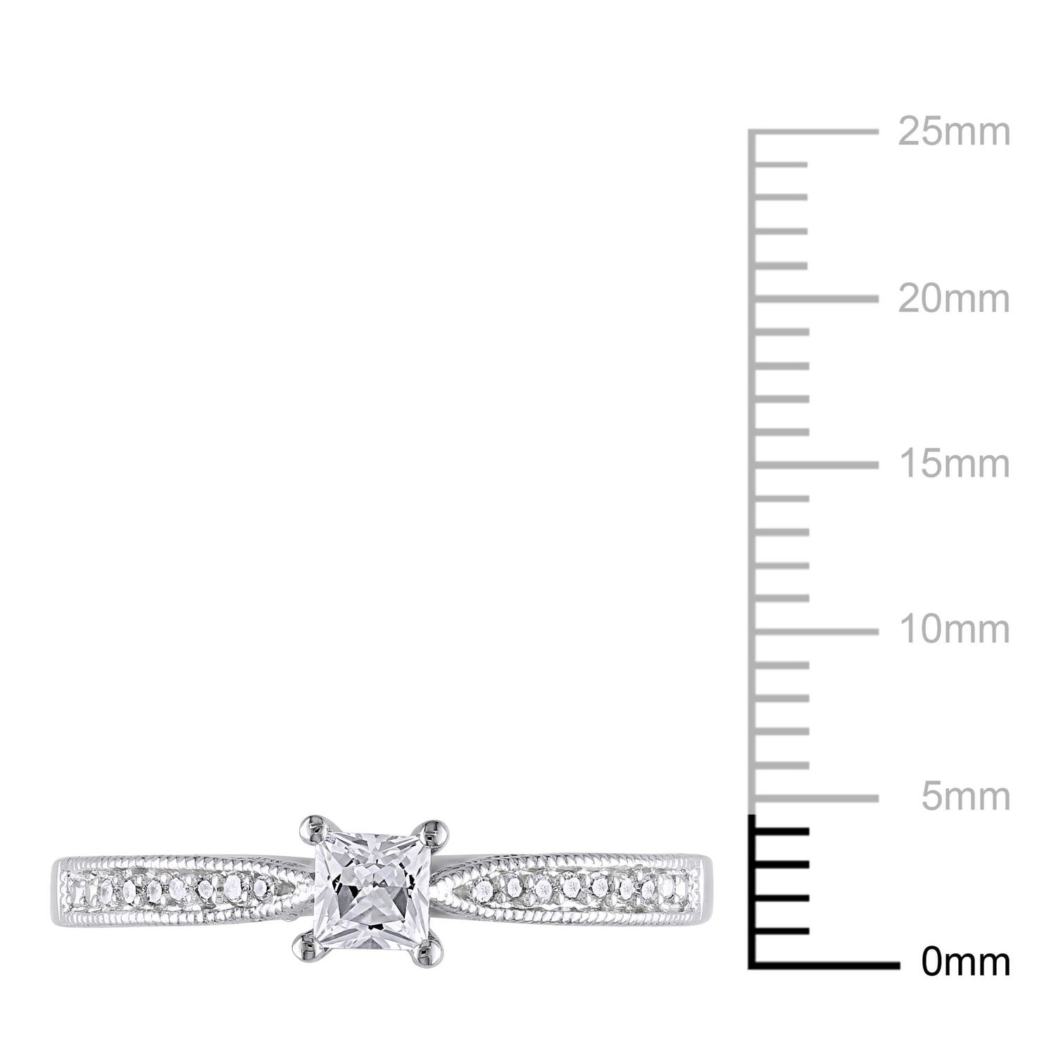 Miabella 0.33 Carat T.G.W. Created White Sapphire and Diamond Accent Sterling Silver Engagement Ring