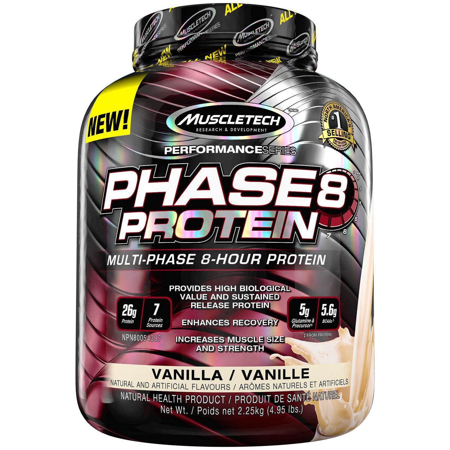 MuscleTech Phase8 Whey Protein Powder, Sustained Release 8