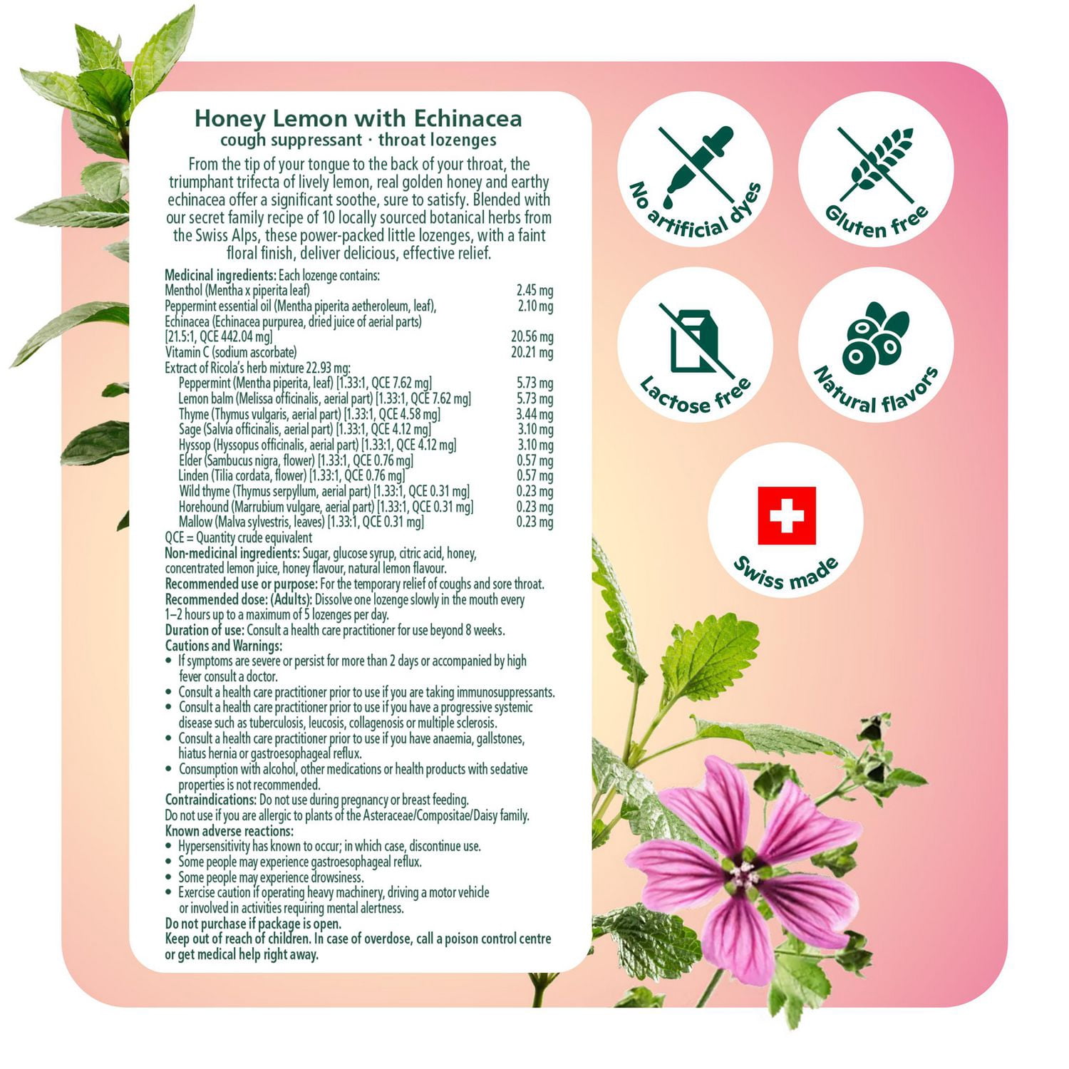 Ricola Honey Lemon Echinacea Cough Drops - Walmart.ca
