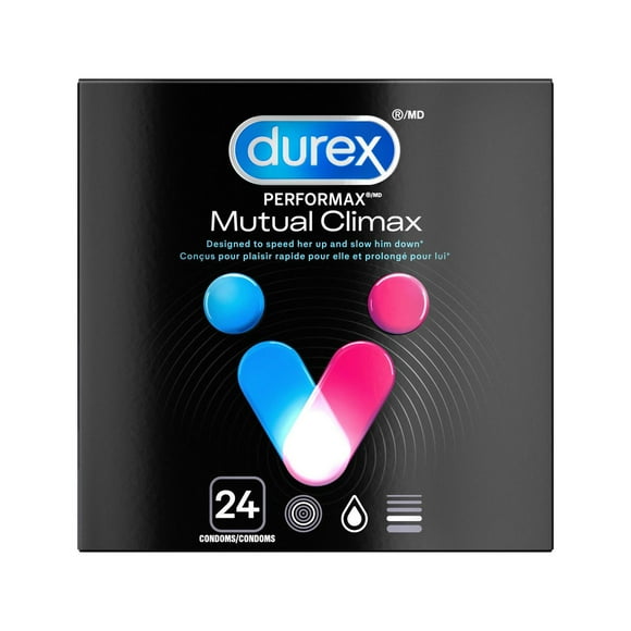 Durex® Performax® Mutual Climax | Ribbed & Dotted Condoms with Delay Gel | 24 Count, 24 condoms