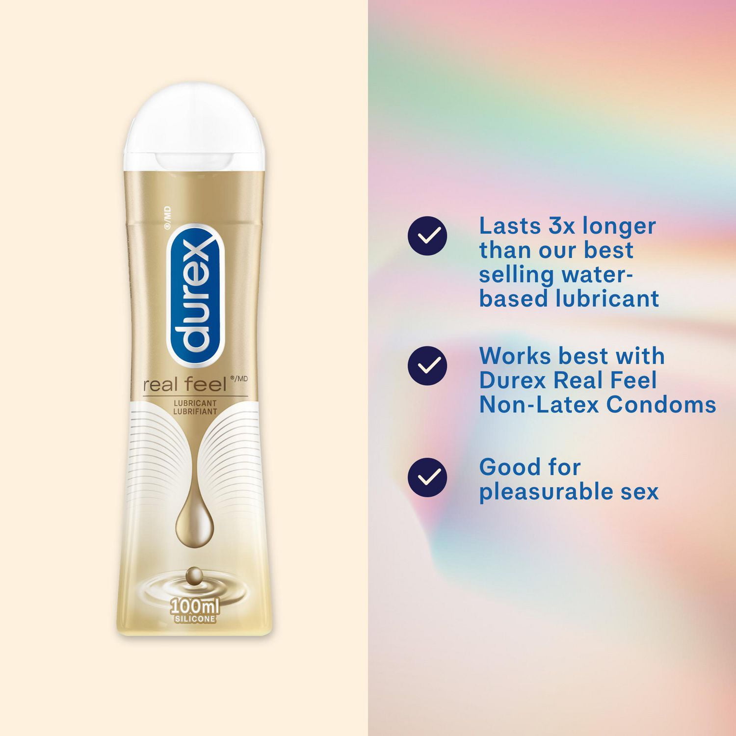 DurexMD Real FeelMD | Lubrifiants à base de silicone | 100 mL 100 ml