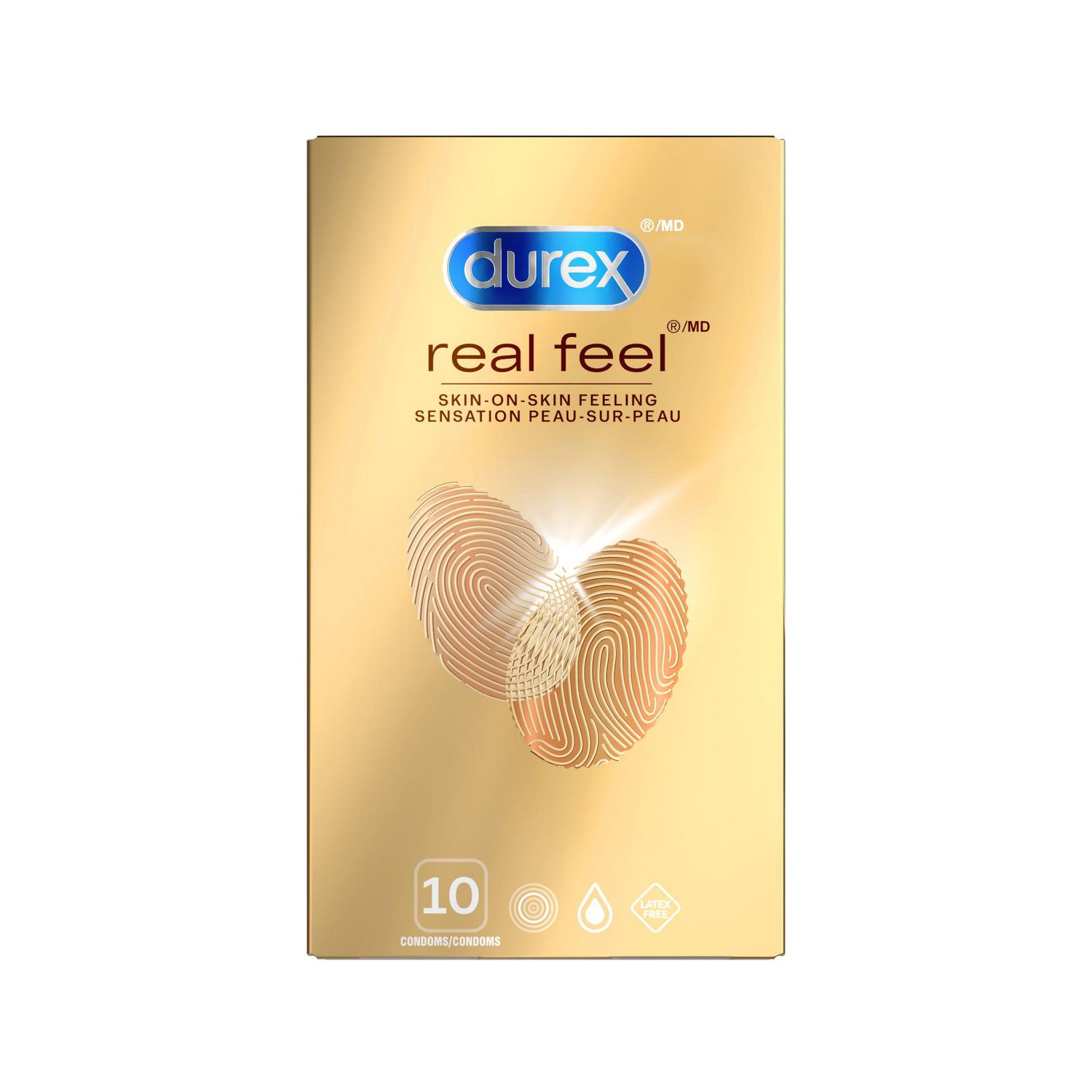 Durex® Préservatifs Real Feel en Polyisoprène Sans Latex, Grande Taille, 10 unités
