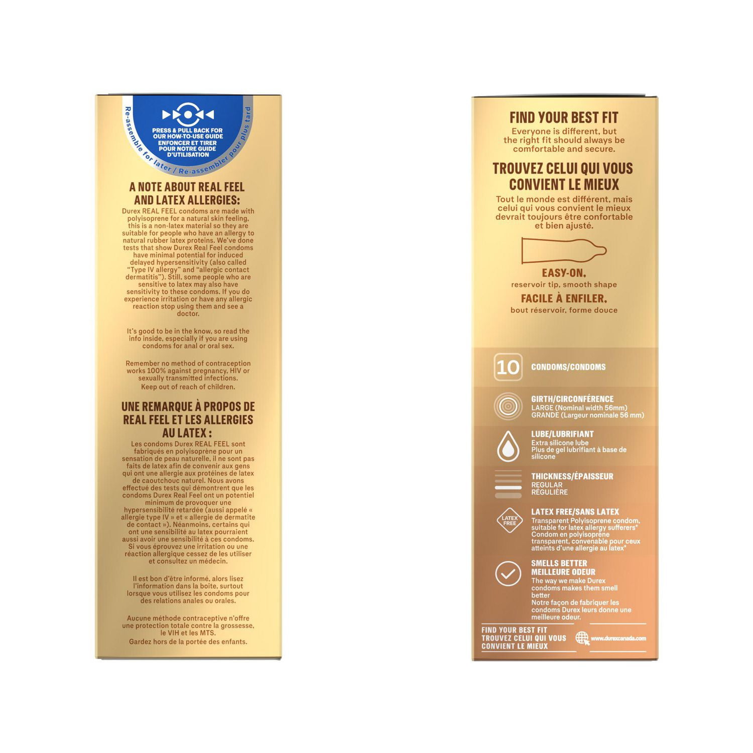 Durex® Real Feel Polyisoprene Latex-Free Condoms, Large, 10 Count