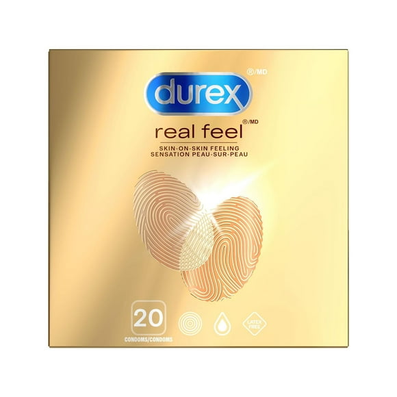 Durex® Real Feel® | Latex-Free | Lubricated Condoms For Natural Feel | 20 Count, 20 condoms
