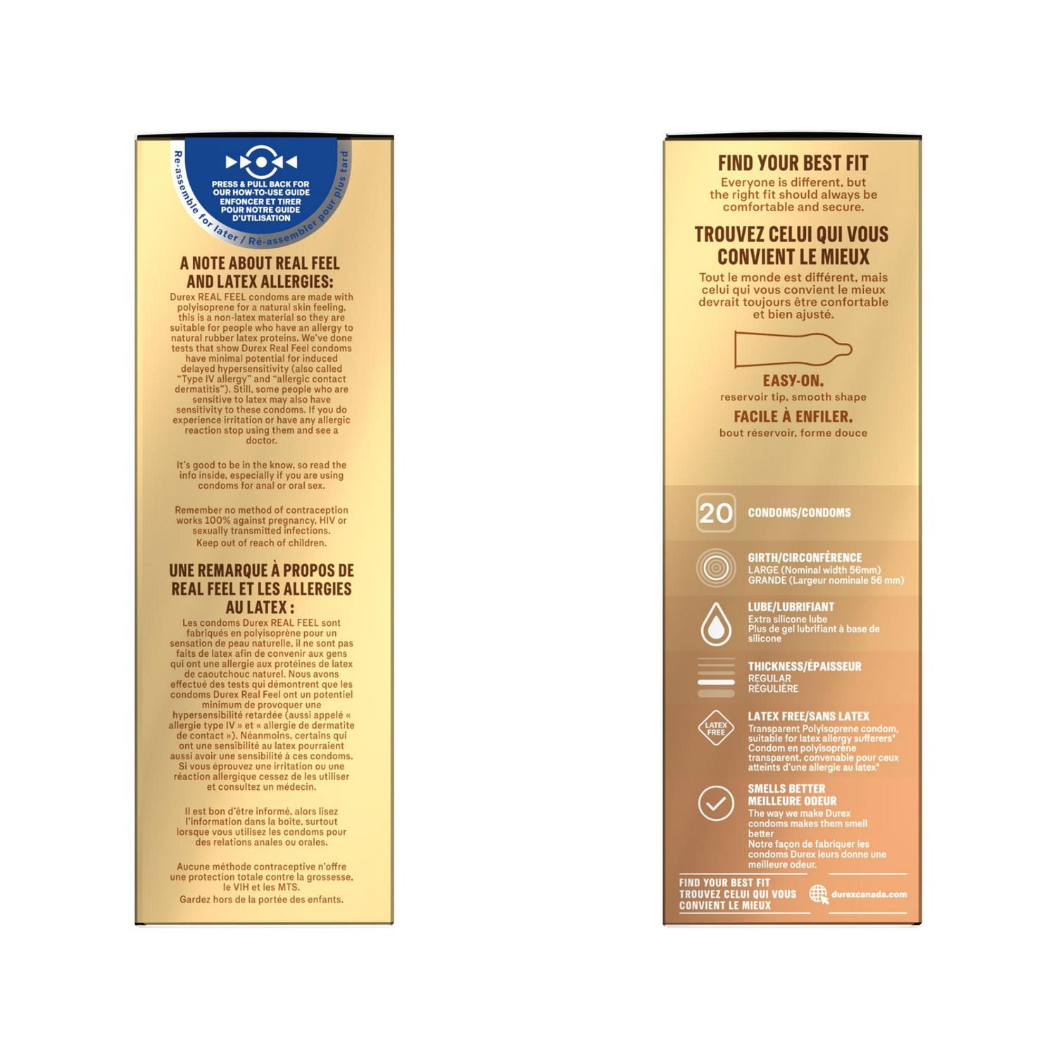Durex® Real Feel® | Latex-Free | Lubricated Condoms For Natural Feel | 20 Count, 20 condoms