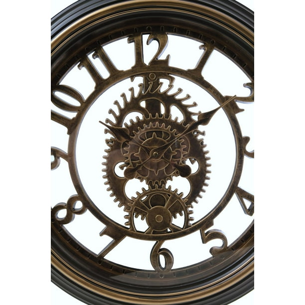 Yosemite Home Decor Black and Gold 21-Inch Paris Gear Clock 5130007