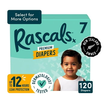 Rascals Premium Diapers -  Super Value Pack, Size 3-7