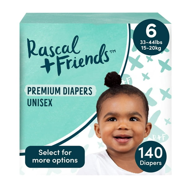 Rascal + Friends Premium Diapers - Super Value Pack, Unisex, Size 3-7,  120-200 count 