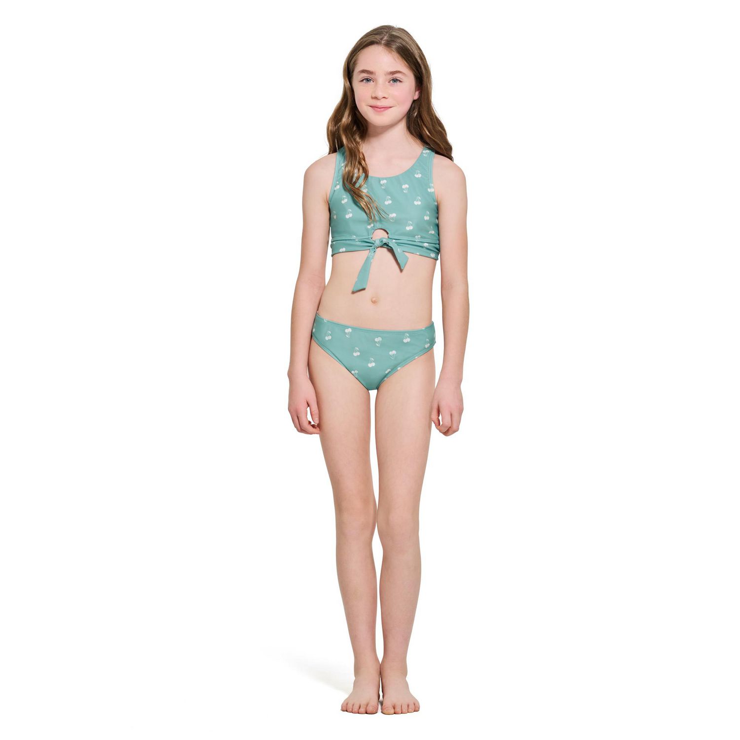 Summer Flirtt Girls Printed Bikini Set with Front Tie Detail