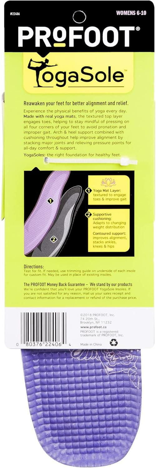 Profoot YogaSole Insoles, Women's, Feel the yoga mat comfort and support.