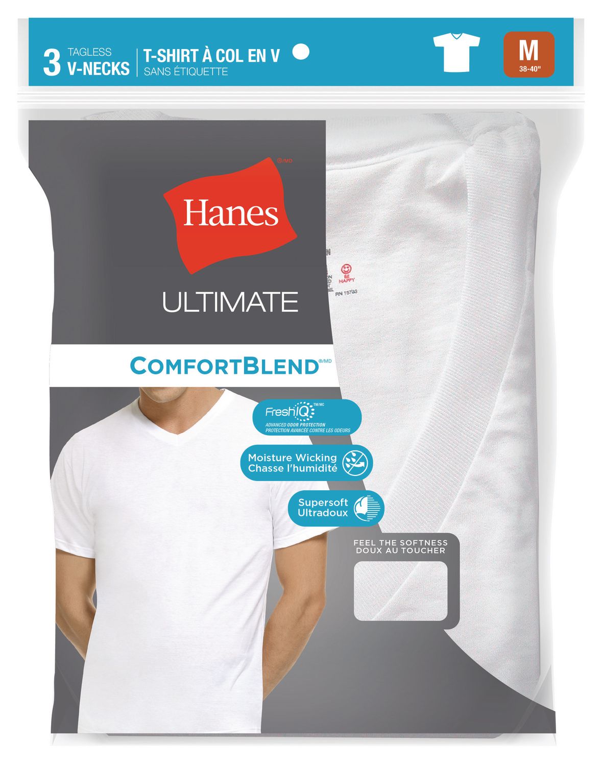 Hanes Men's 3 Pack ComfortBlend V-Neck T-shirt with Wicking | Walmart ...