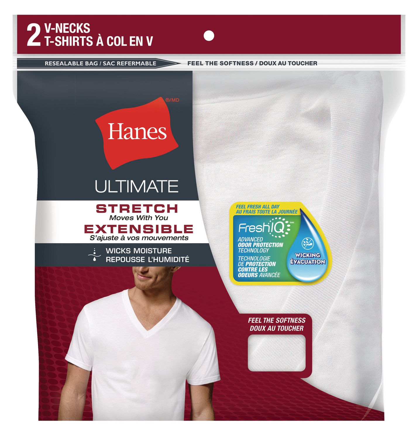 Hanes Men's 2 Pack Ultimate Stretch V-neck T-shirt | Walmart Canada