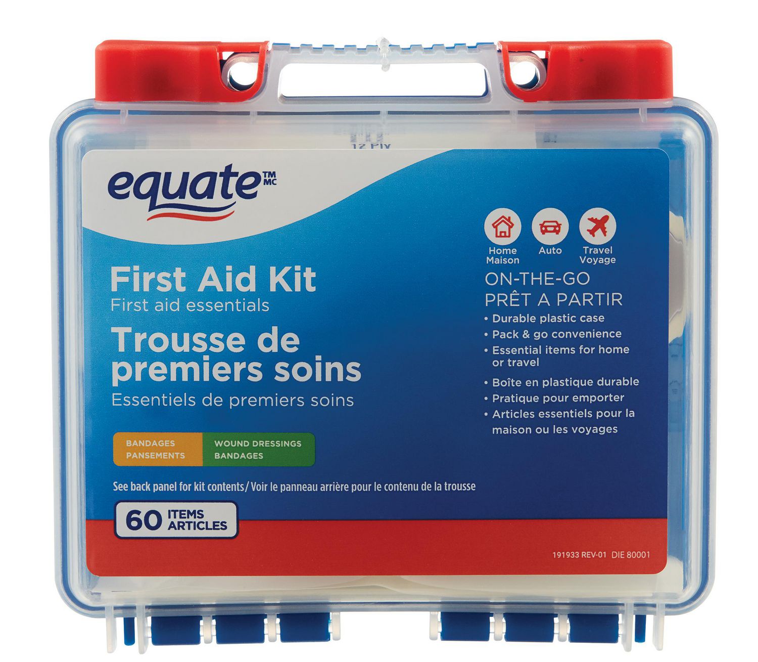 Equate First Aid Kit 60 Items, 1 Box