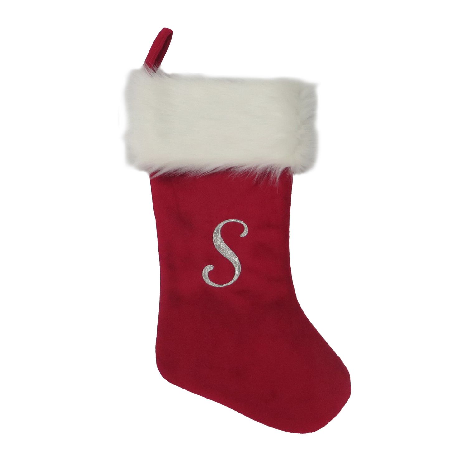 Holiday time Velvet Monogram Stocking S | Walmart Canada