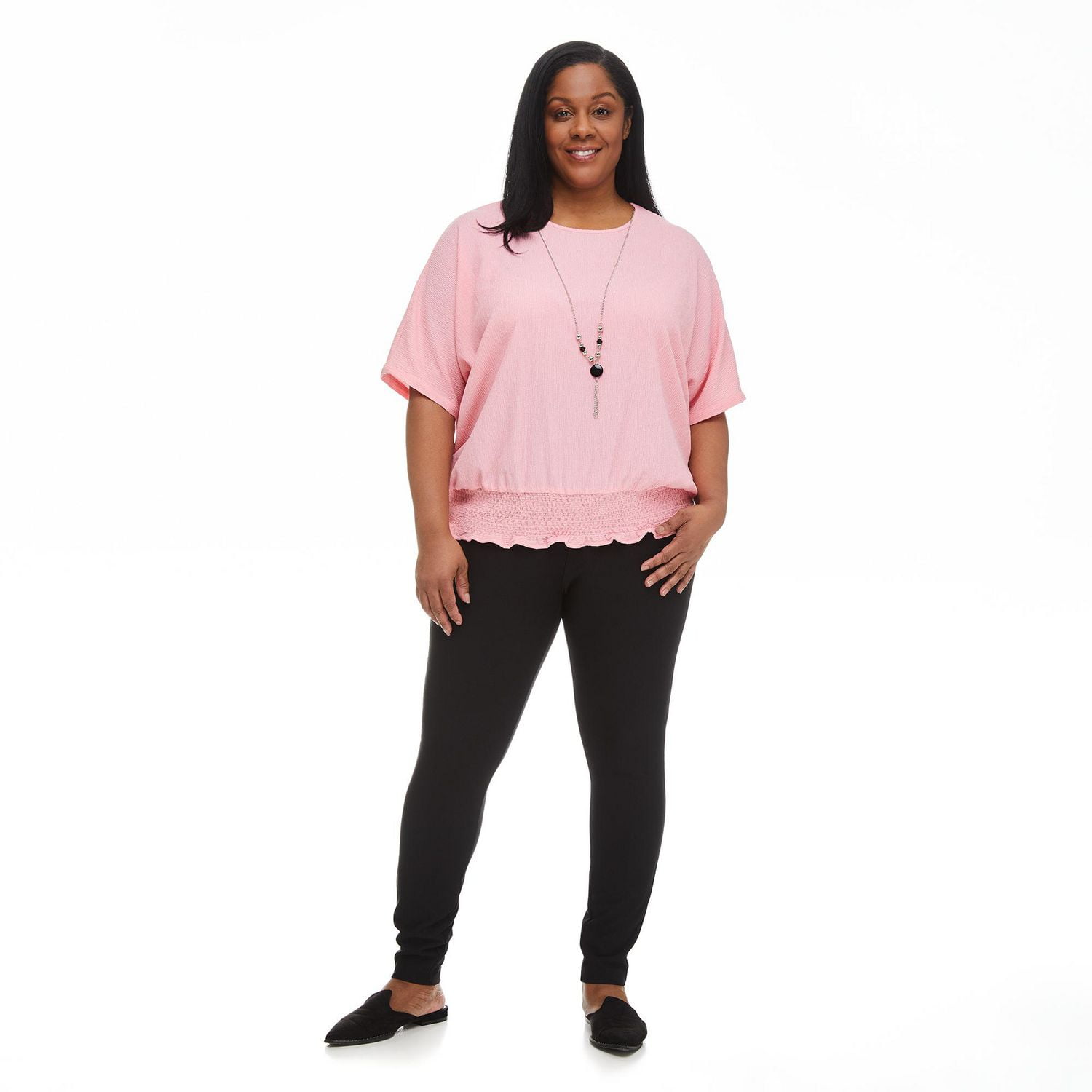 Penmans Plus Women's Crinkle Top with Necklace