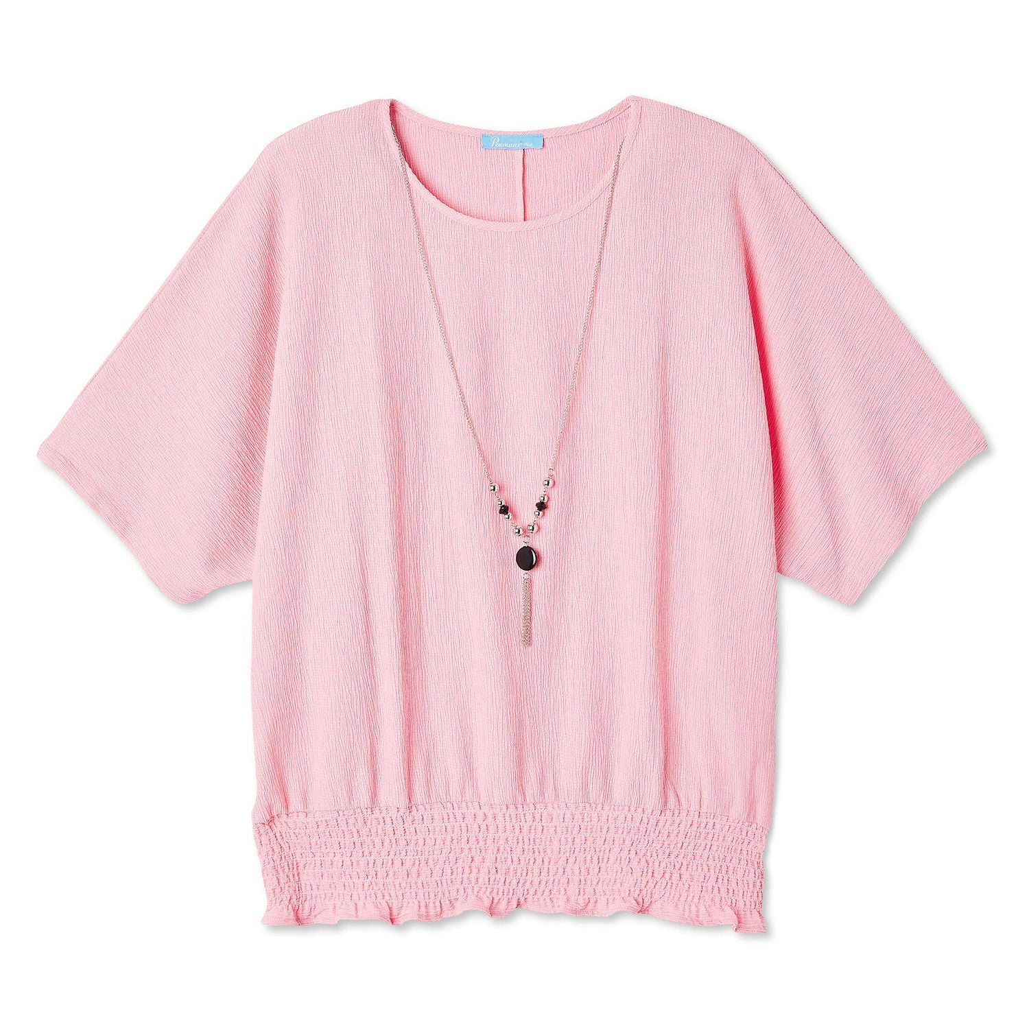 Penmans Plus Women's Crinkle Top with Necklace