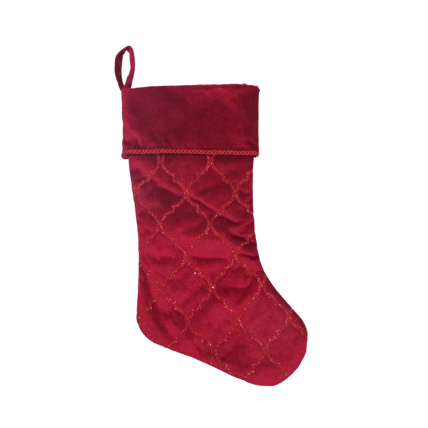 Holiday time Red Velvet Glitter Stocking | Walmart Canada