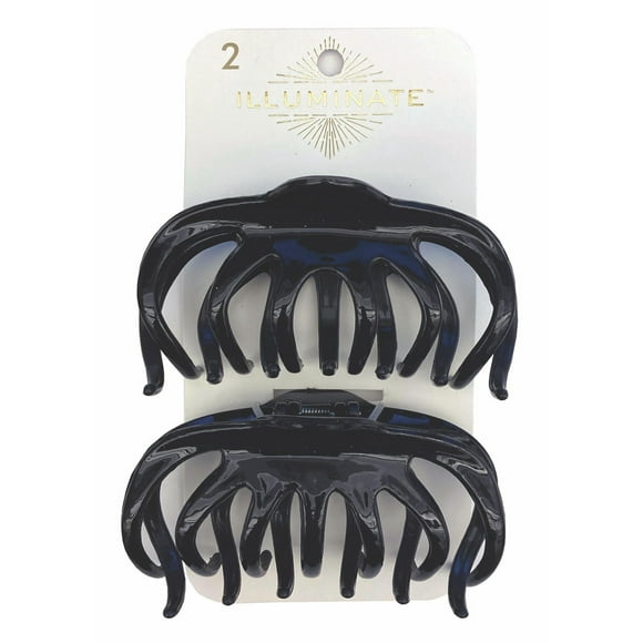 2PC JUMBO BLACK WIDE CLAW CLIPS., ILLUMINATE 2PC JUMBO BLACK WIDE CLAW CLIPS.