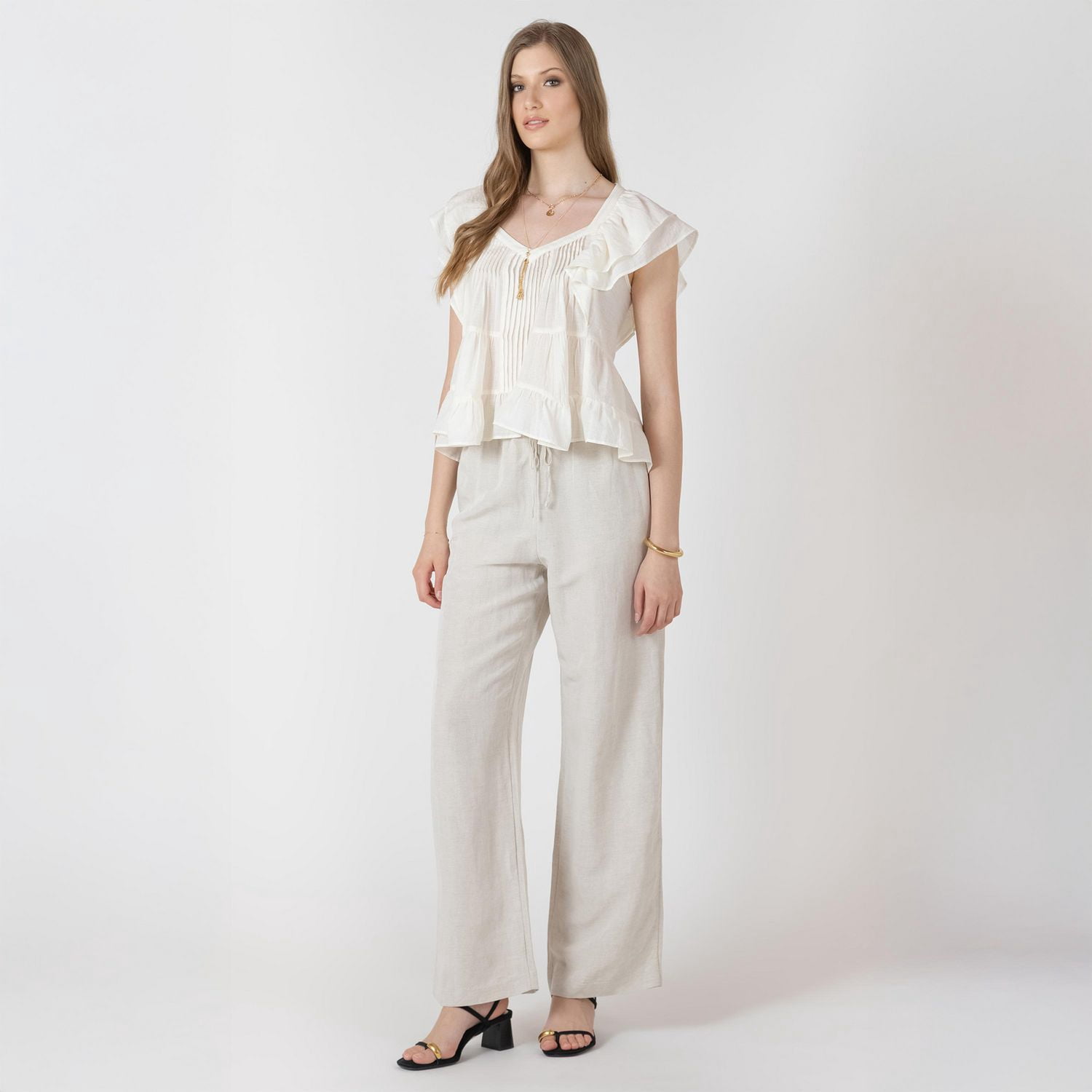 Devoted, Ruffled Tencel Blouse, Sizes XS-XL