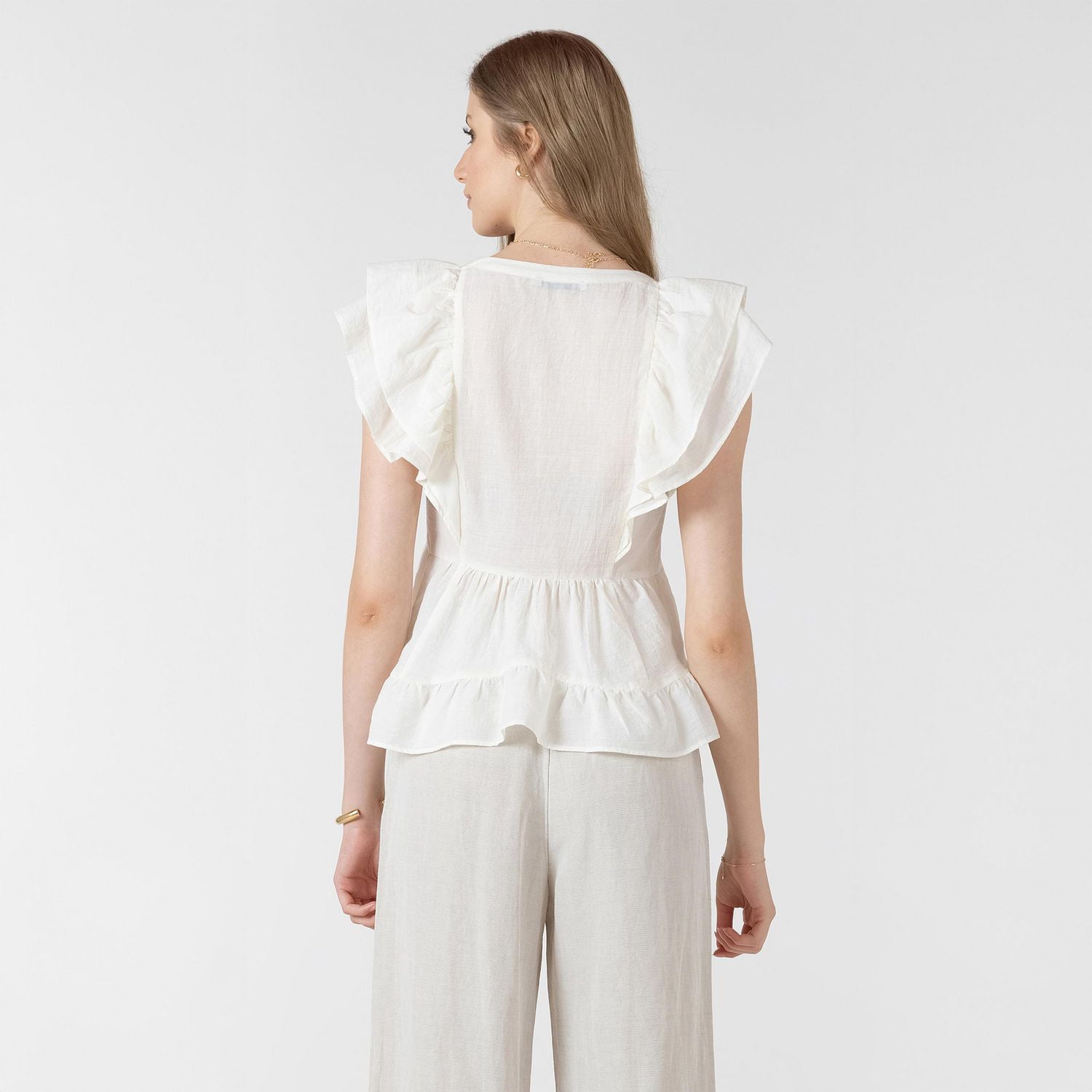 Devoted, Ruffled Tencel Blouse, Sizes XS-XL