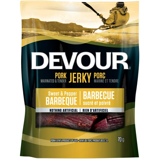 Jerky de porc Devour à barbecue sucré et poivré 70 g
