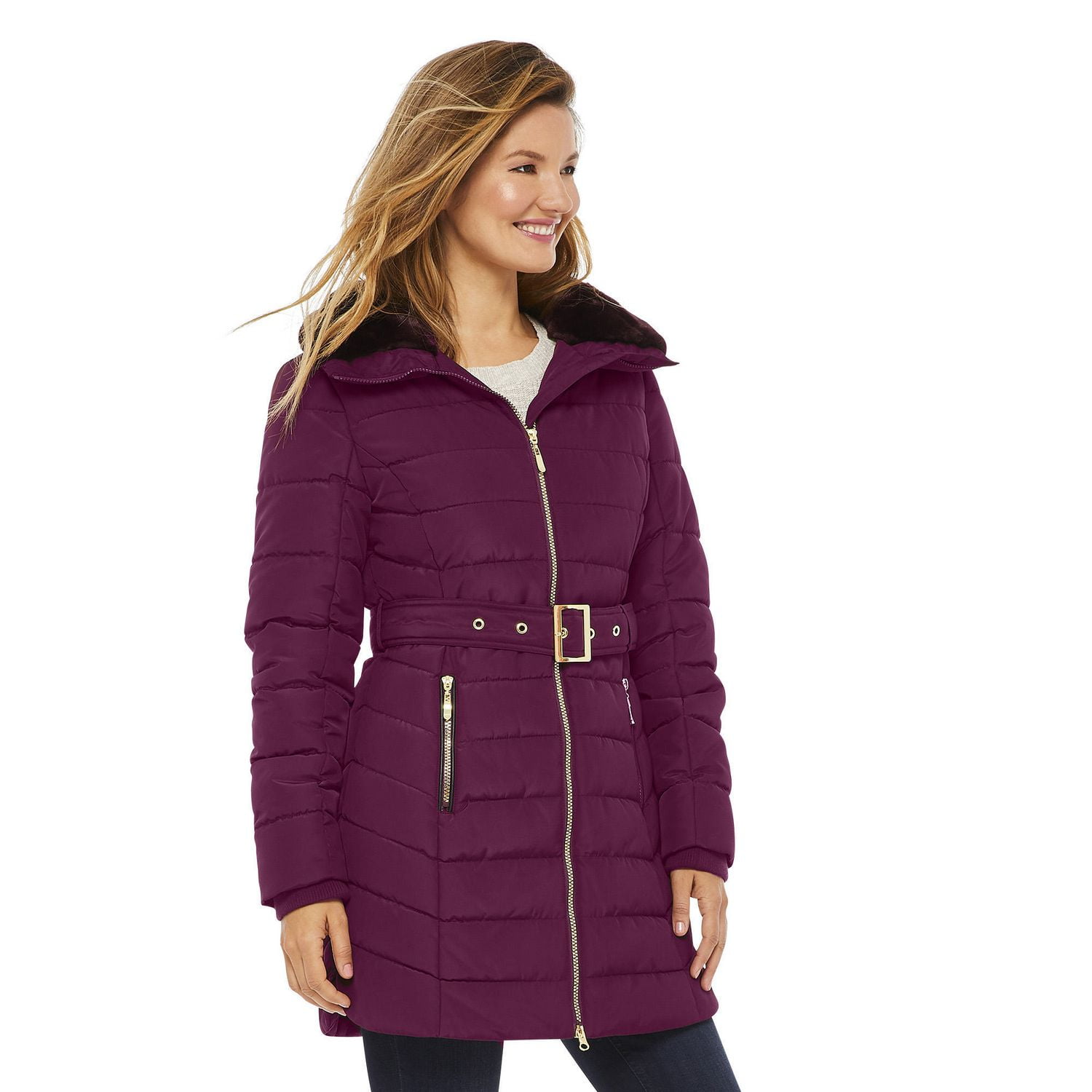 George Women s Fashion Belted Parka Walmart