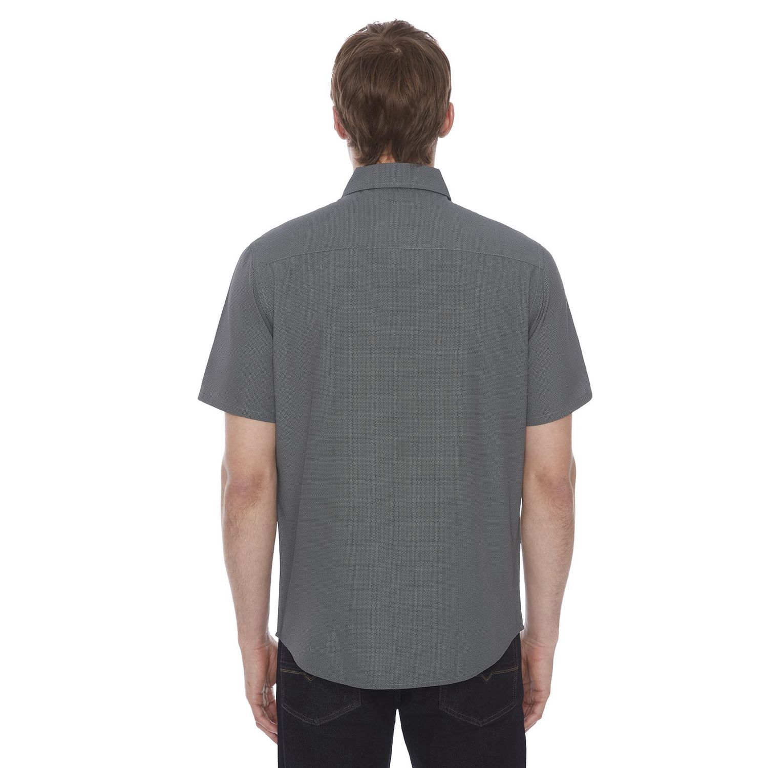 Chemise boutonnée à manches courtes extensible 4 sens pour homme Dark Black