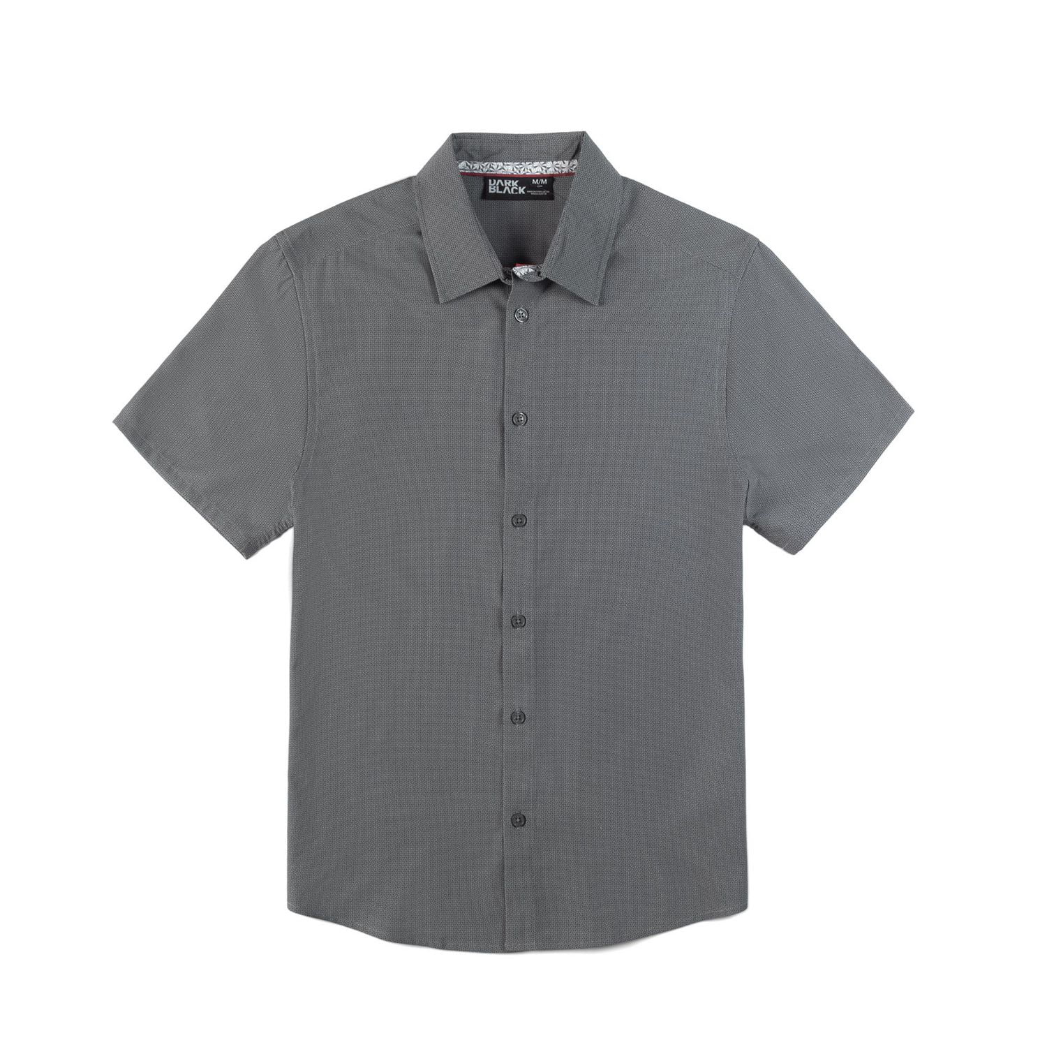 Chemise boutonnée à manches courtes extensible 4 sens pour homme Dark Black