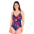 thumbnail image 1 of Captiva Women's Printed Crossover Knot One Piece Swimsuit, 1 of 8