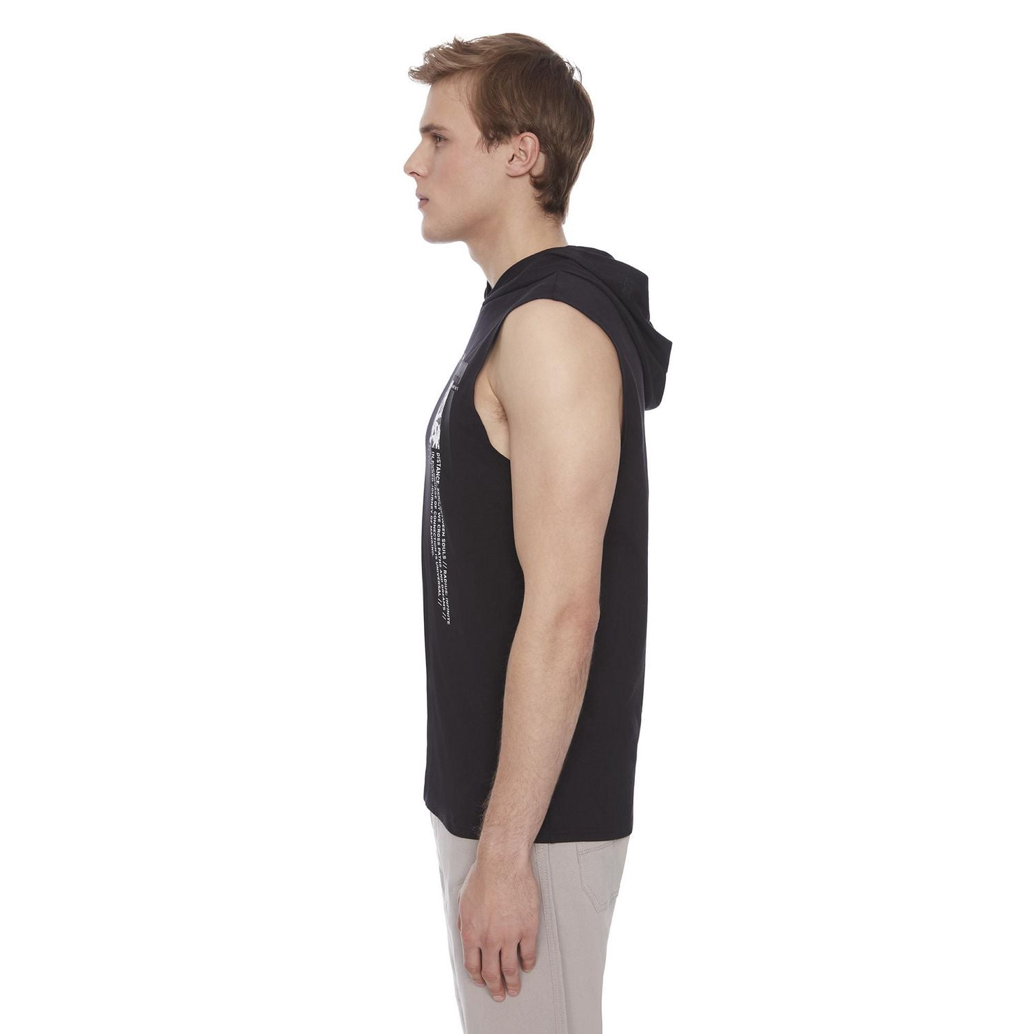 Dark Black Men's Hooded Tank Top