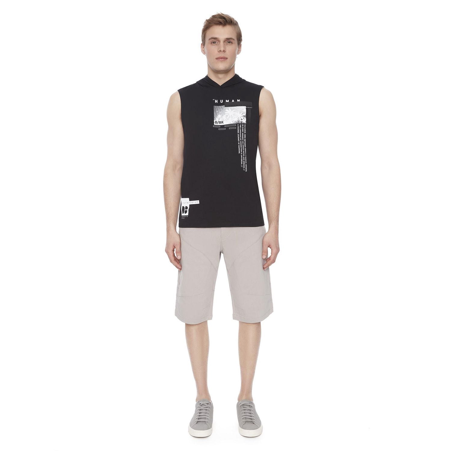 Dark Black Men's Hooded Tank Top