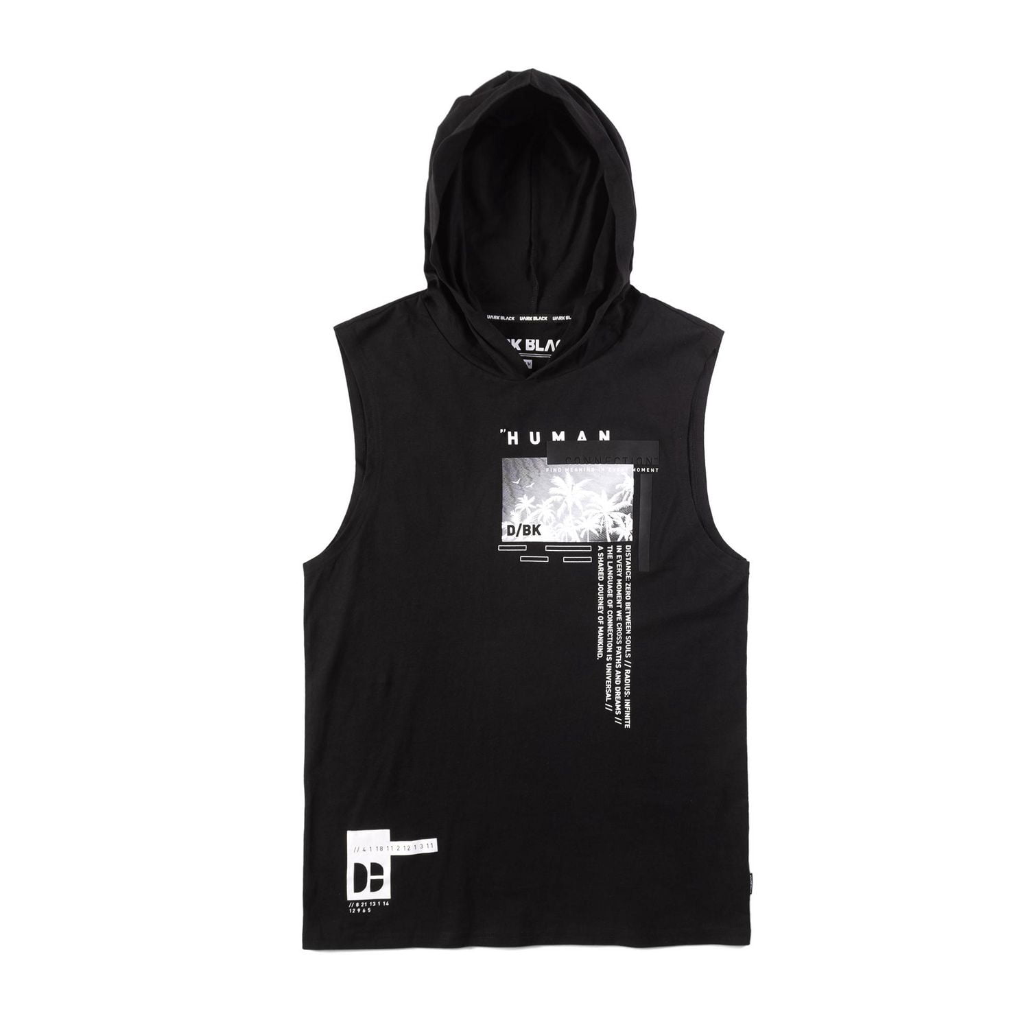 Dark Black Men's Hooded Tank Top