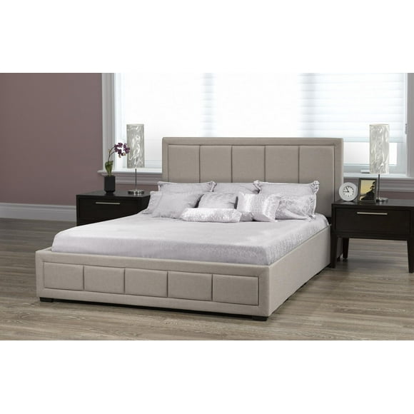 Westley King Platform Bed with Lift Storage, Beige