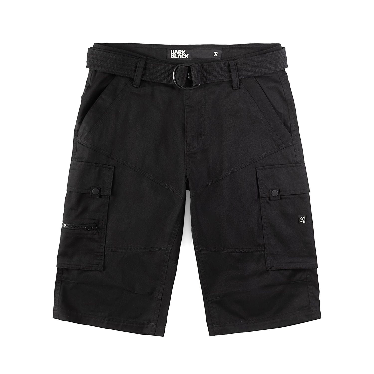 Dark Black Men's Belted Cargo Capri Short