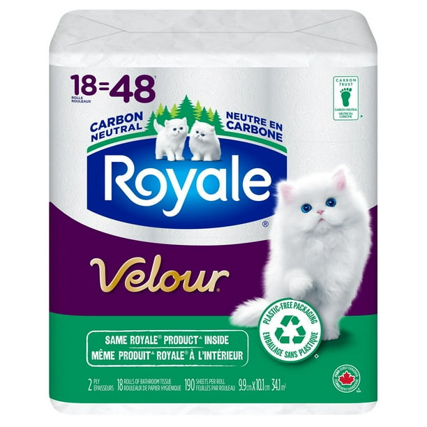 Royale Velour Recyclable Paper Pack, 18 Equal 48 Toilet Paper
