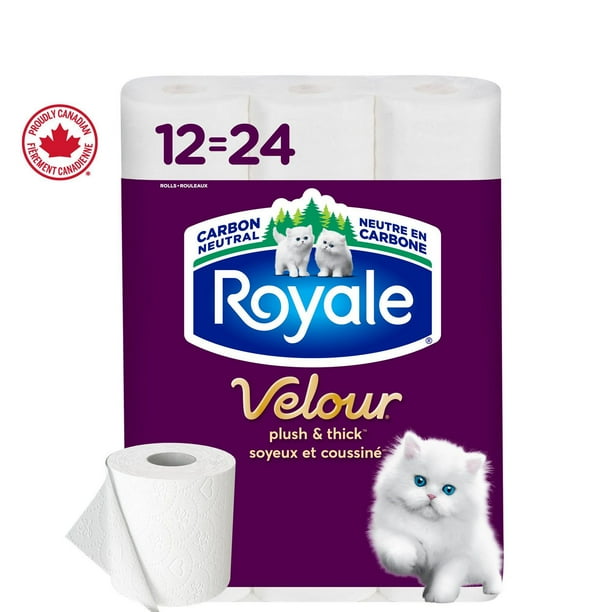 Royale Velour Toilet Paper, 12 Equal 24 Bathroom tissue rolls, 2Ply