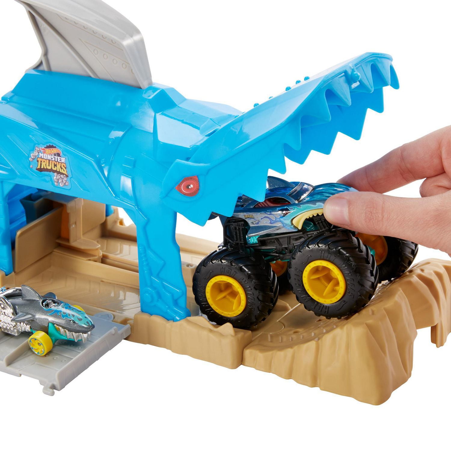 Hot Wheels Monster Trucks Pit and Launch Shark Wreak Play Set