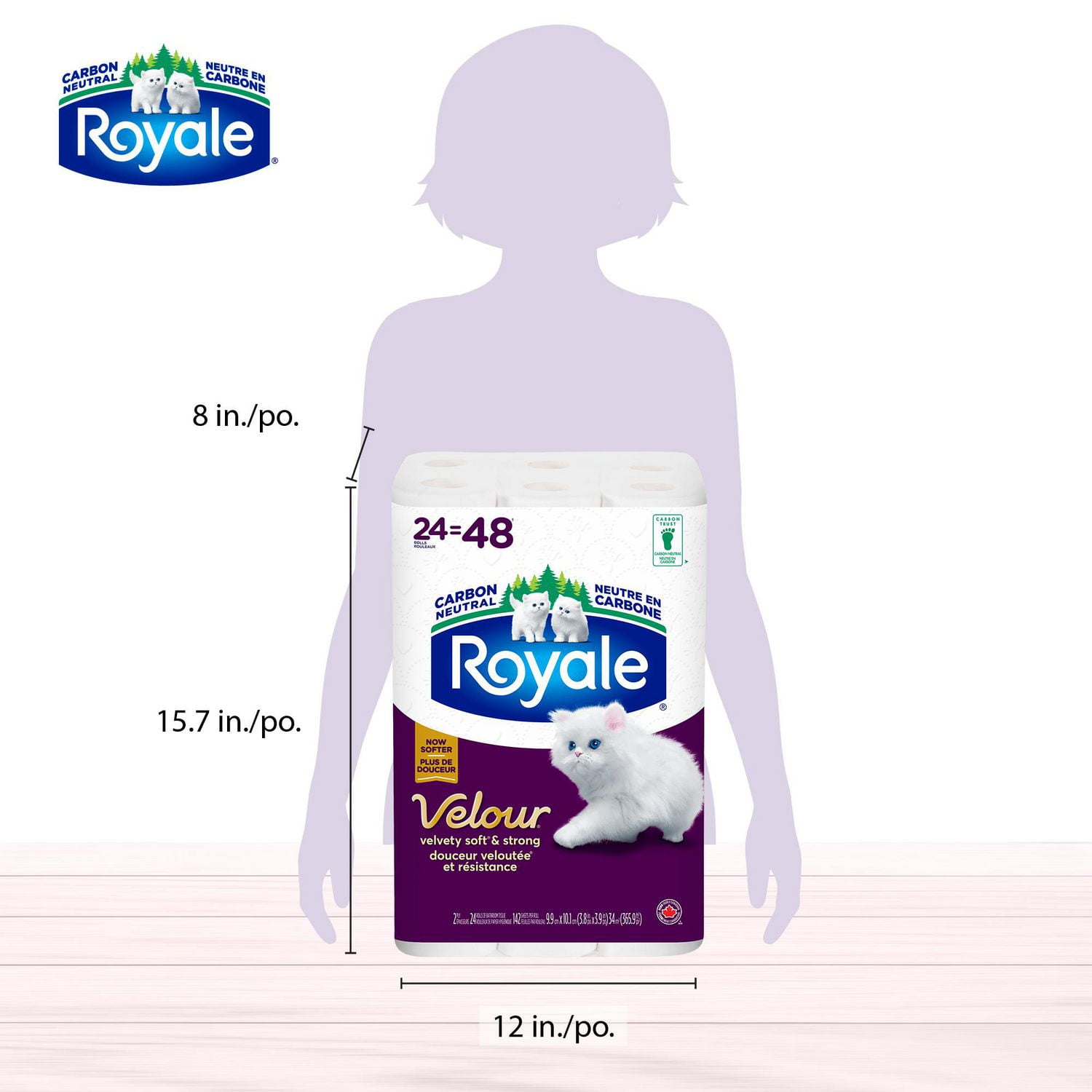 Royale Velour Toilet Paper, 24 Equal 48 Bathroom tissue rolls, 2-Ply, 142  Sheets a Roll 