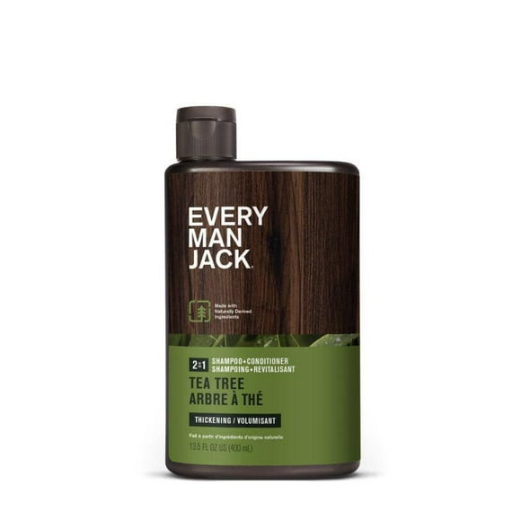 Every Man Jack 2-in-1 Thickening Shampoo + Conditioner - Tea Tree | 400ML | Thickens Fine, Thinning Hair, Naturally Derived, Cruelty-Free Shampoo and Conditioner Set for Men, Every Man Jack Shampoo