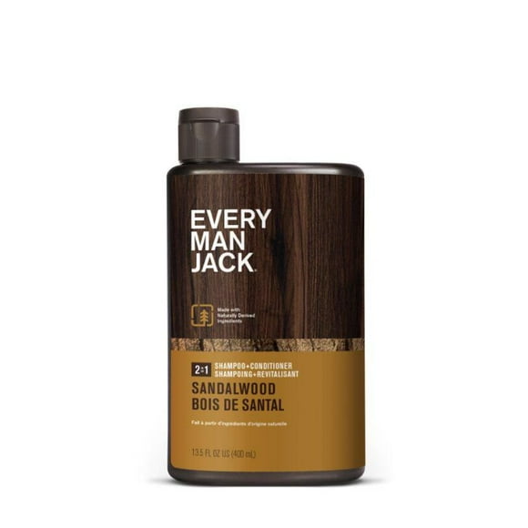 Shampoing et revitalisant pour homme&nbsp;2-en-1 Every Man Jack - Bois de santal | 400ML | Nourrissant pour tous les types de cheveux, dérivé naturellement, shampoing et revitalisant pour homme sans cruauté envers les animaux. Every Man Jack Shampooing