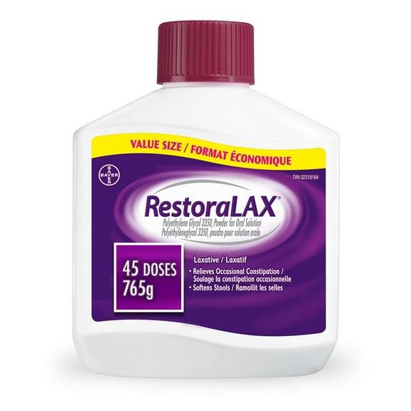 RestoraLAX Powder Stool Softener Laxative - Effective Constipation Relief For Adults, No Taste, No Grit, No Gas, No Bloat, No Cramps, No Sudden Urge