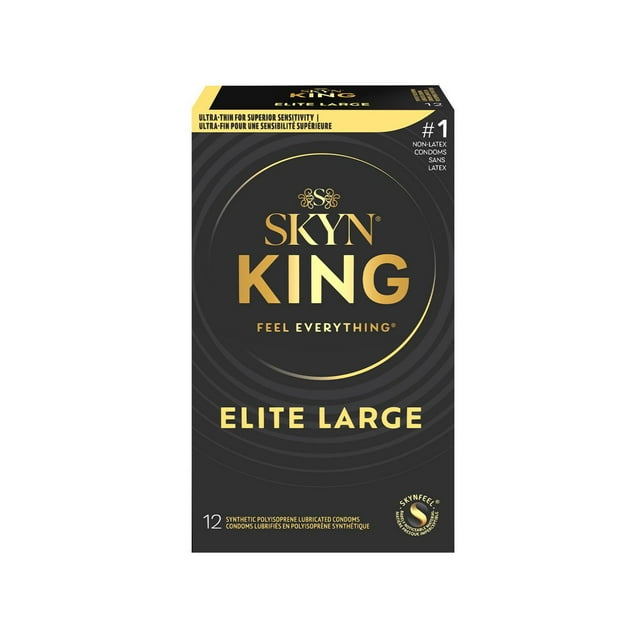 Préservatifs lubrifiés SKYN King Elite Large sans latex, boîte de 12